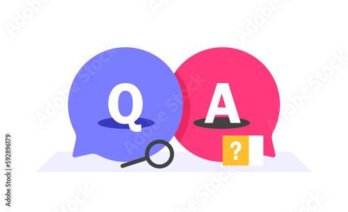 cartoon bubble like question answer. concept of abstract online conversation for help or fast solve problem. minimal flat trend modern simple qa logotype graphic art design on white background