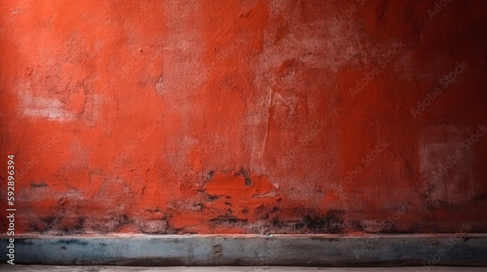 Texture of old red concrete wall for background. Generative AI