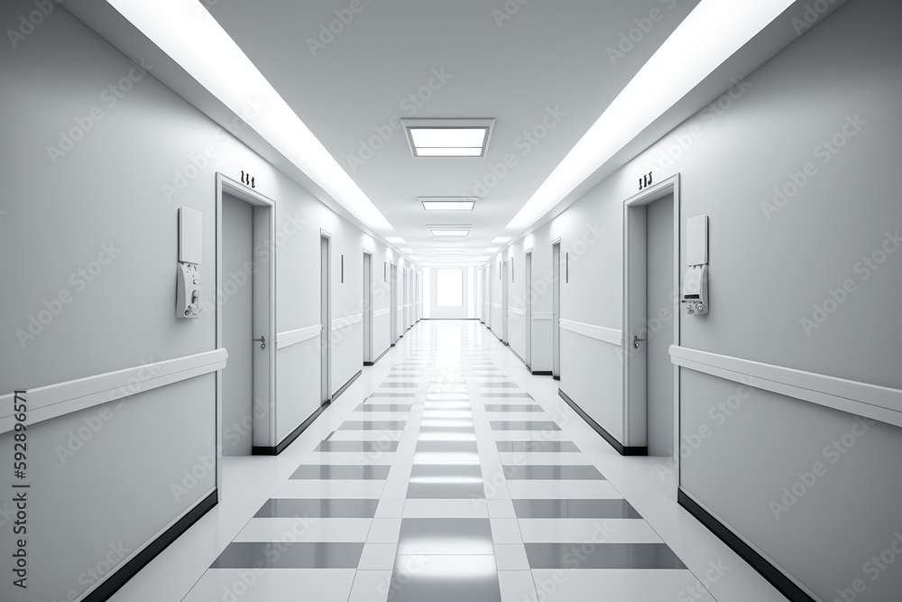 Abstract blur image background of corridor in hospital or clinic image. Generative ai