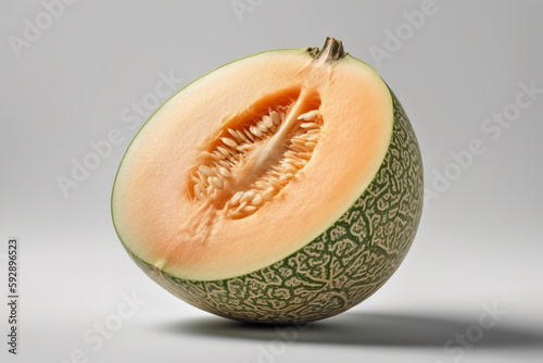 Cantaloupe or Melon isolated on white background. A clipping path is included for easy editing.