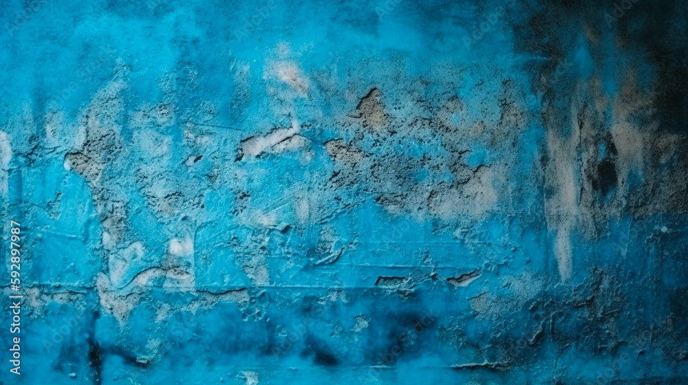 Texture of old blue concrete wall for background. Generative AI
