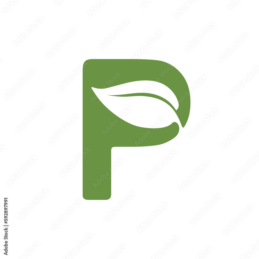 Fototapeta premium P letter nature leaf combination logo design