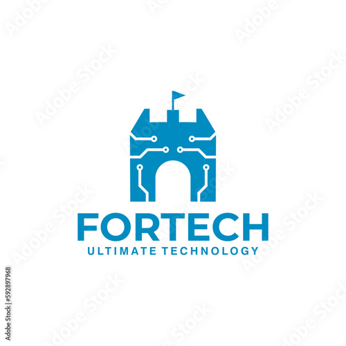 Fortress technology security system logo design