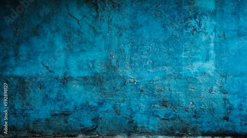 Texture of old blue concrete wall for background. Generative AI