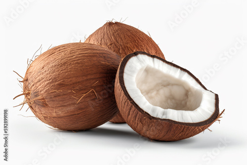  Coconut fruit on white background 3d illustration 