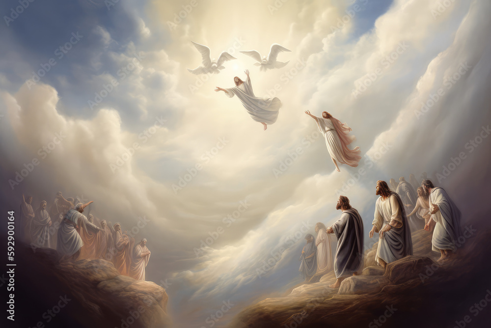 resurrection of jesus as ascending to the heaven, christian easter ...
