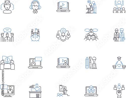Tourism outline icons collection. Travel, Visit, Vacation, Holiday, Adventure, Explore, Trip vector and illustration concept set. Sightseeing, Attraction, Hotels linear signs