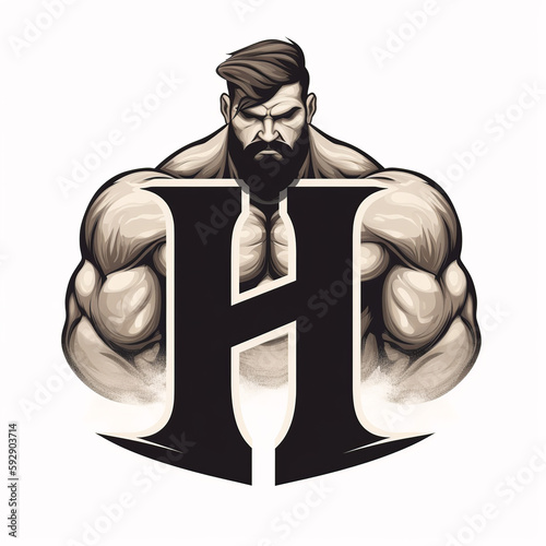 muscle, gym, alphabet, A, B, C, D, F, G, H, J, K, L, M, N, P, Q, R, S, T, V, X, Z, comic, 3d, hulk,  character, retro, football, worker, hero, player, strong, people, muscular, generative ai photo