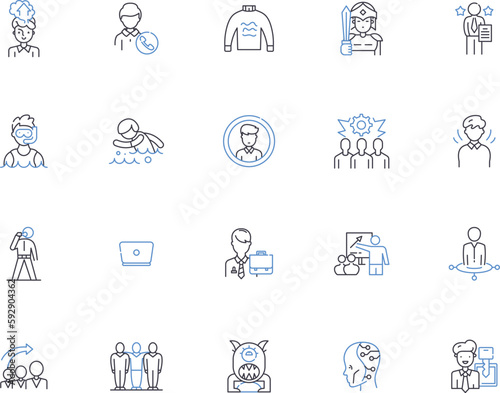 Boys outline icons collection. Boys, males, guys, teens, adolescents, youths, males vector and illustration concept set. males, men, guys linear signs