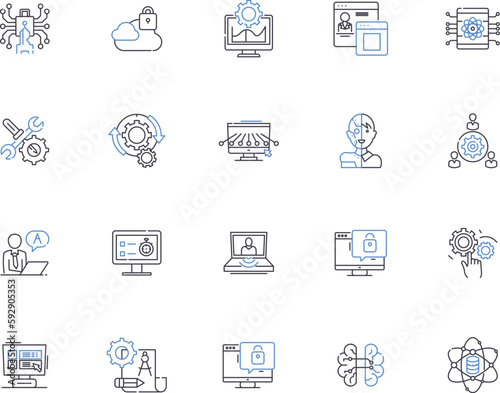 Security outline icons collection. safety, protection, safeguard, safeguard, trustworthiness, vigilance, defense vector and illustration concept set. watchfulness, wariness, care linear signs