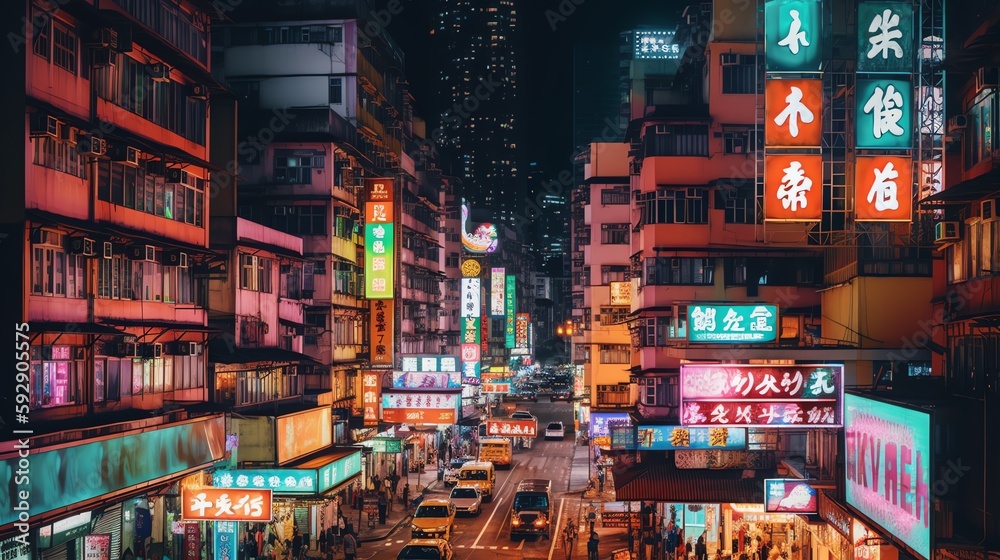 Modern asian city at night
