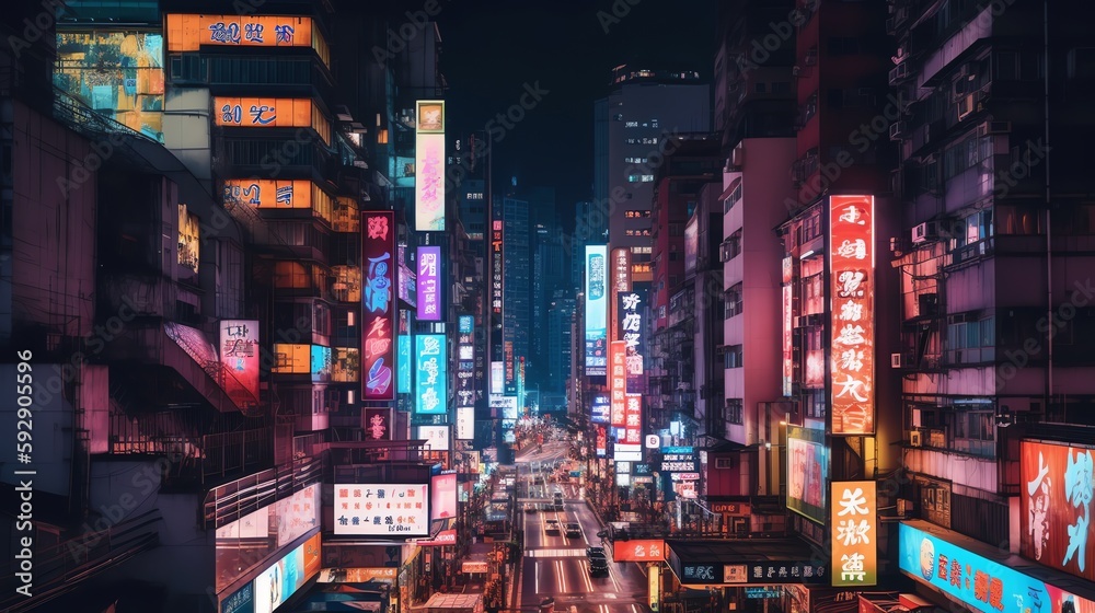 Fototapeta premium Modern asian city at night
