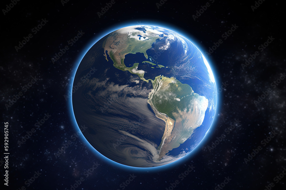 Fototapeta premium Realistic earth planet in space. Created with Generative AI Technology