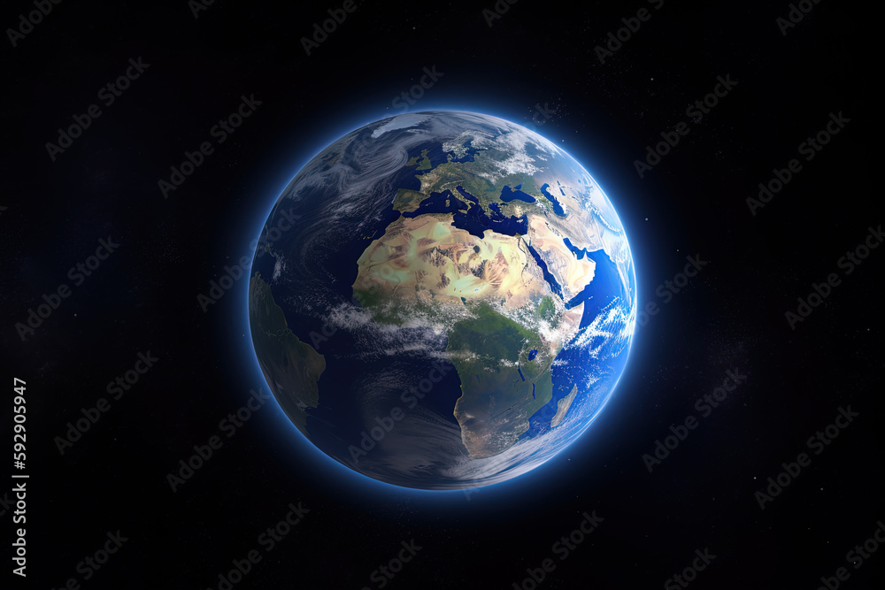 Realistic earth planet in space. Created with Generative AI Technology