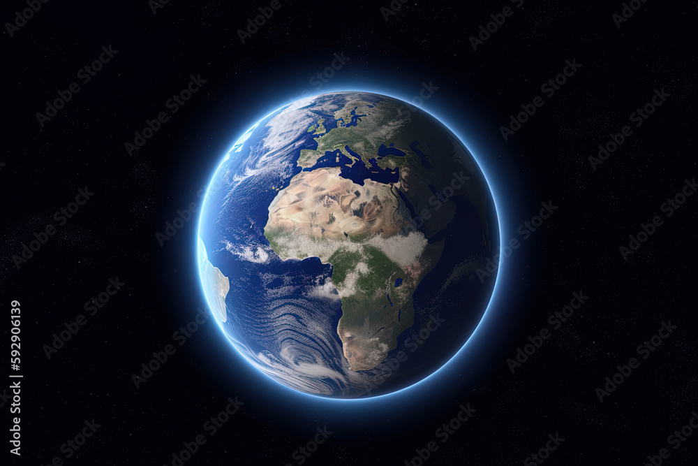 Fototapeta premium Realistic earth planet in space. Created with Generative AI Technology