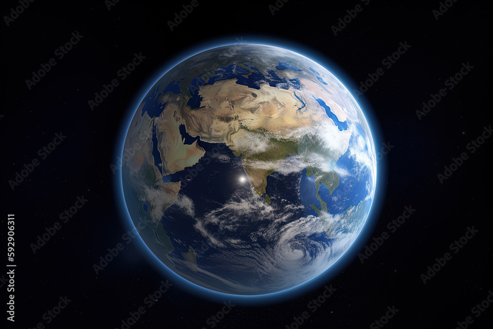 Fototapeta premium Realistic earth planet in space. Created with Generative AI Technology