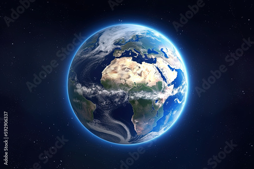 Realistic earth planet in space. Created with Generative AI Technology