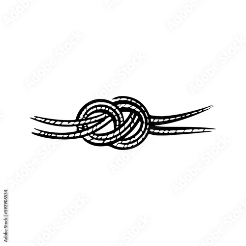 Vector outlined rope knote isolated on white background. Hand drawn illustration. photo