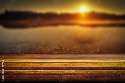 Beautiful golden sunset on a blurry background
