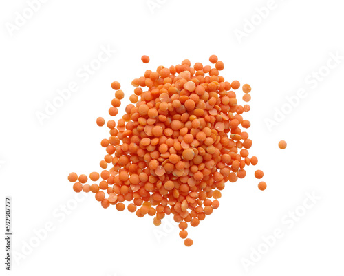 Foto Small red orange lentils isolated on transparency png file