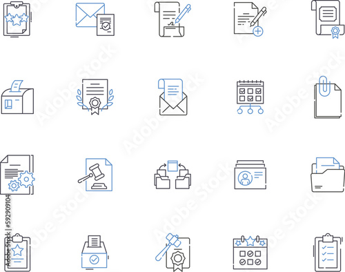 Planning outline icons collection. Scheme, Arrangement, Program, Design, Outline, Map, Map out vector and illustration concept set. Method, Intend, Agenda linear signs