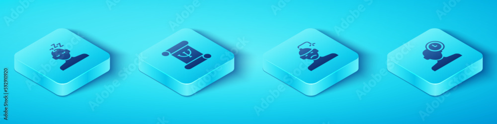 Set Isometric Dreams, Psychology book, Insomnia and Concussion, headache icon. Vector Set Isometric Dreams, Psychology book, Insomnia and Concussion, headache icon. Vector