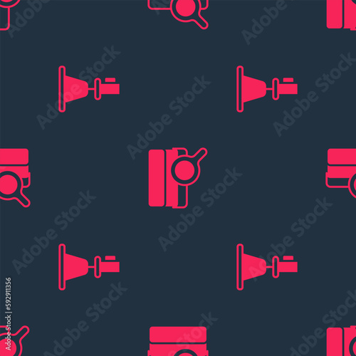 Set Tacheometer, theodolite and Soil analysis on seamless pattern. Vector