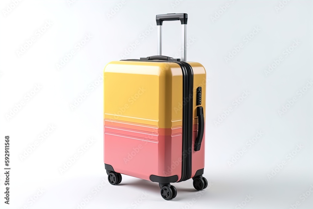 Plastic travel suit case bag colored 3d render on isolated background Plastic travel suit case bag colored 3d render on isolated background