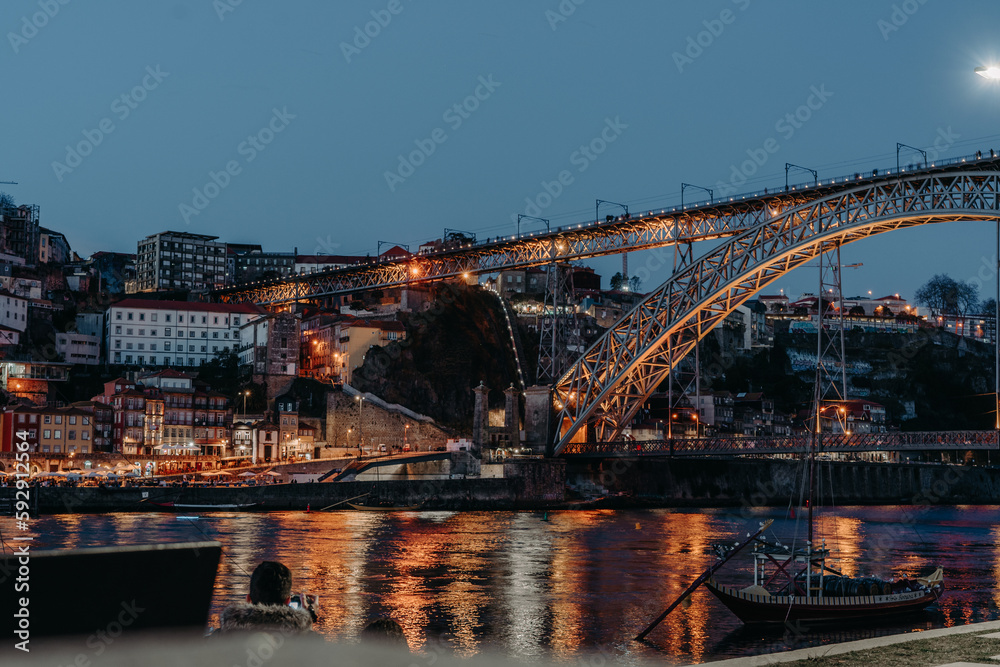 Cityscape of Porto at night