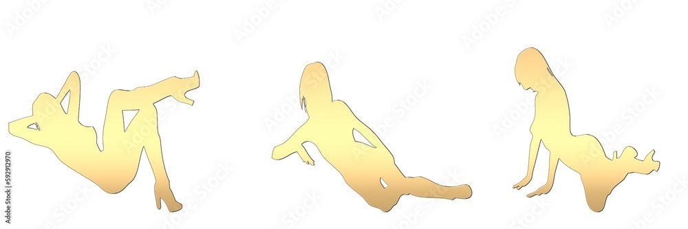 Fototapeta premium set of female silhouette isolated on white background, 2d illustration