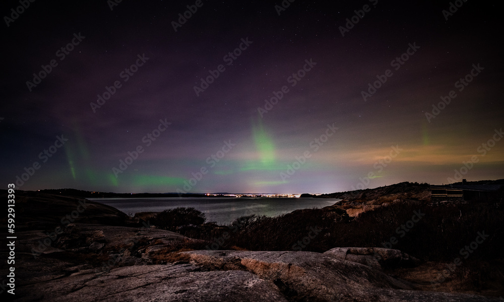 Aurora borealis over Sandefjord, Norway
