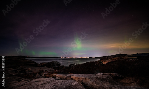 Aurora borealis over Sandefjord, Norway photo