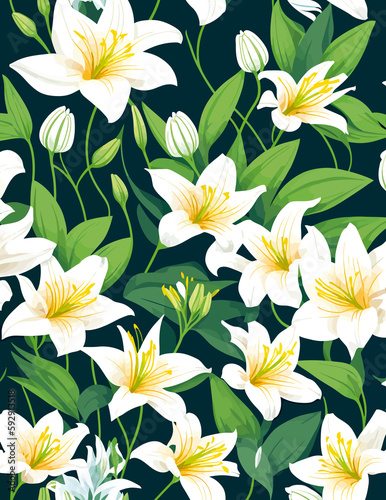 seamless pattern with lilies flowers illustration