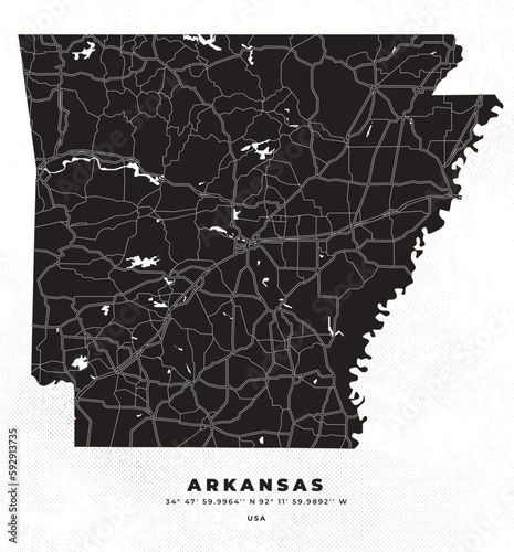 Arkansas Map Vector Poster and Flyer