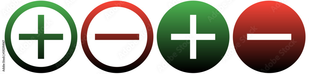 Obraz premium plus and minus icon button, add and remove icon button, set of + and - symbol