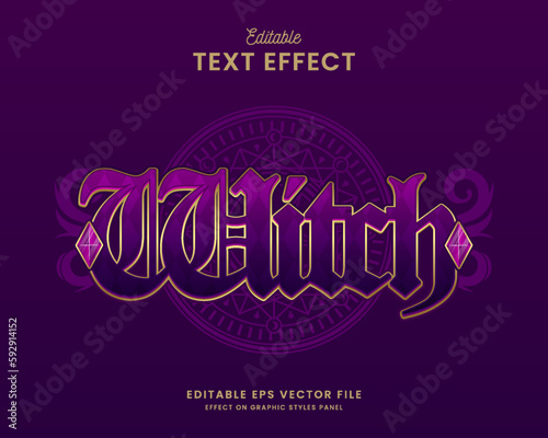 decorative editable witch text effect vector design