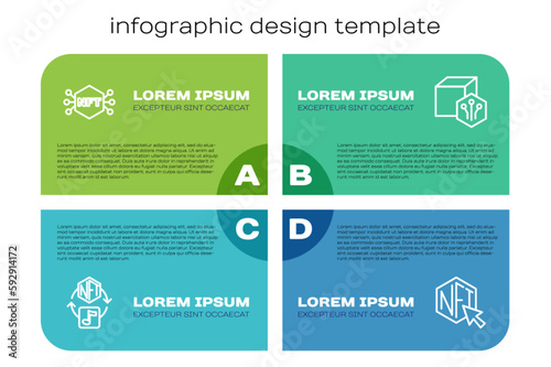 Set line NFT Digital crypto art, and . Business infographic template. Vector