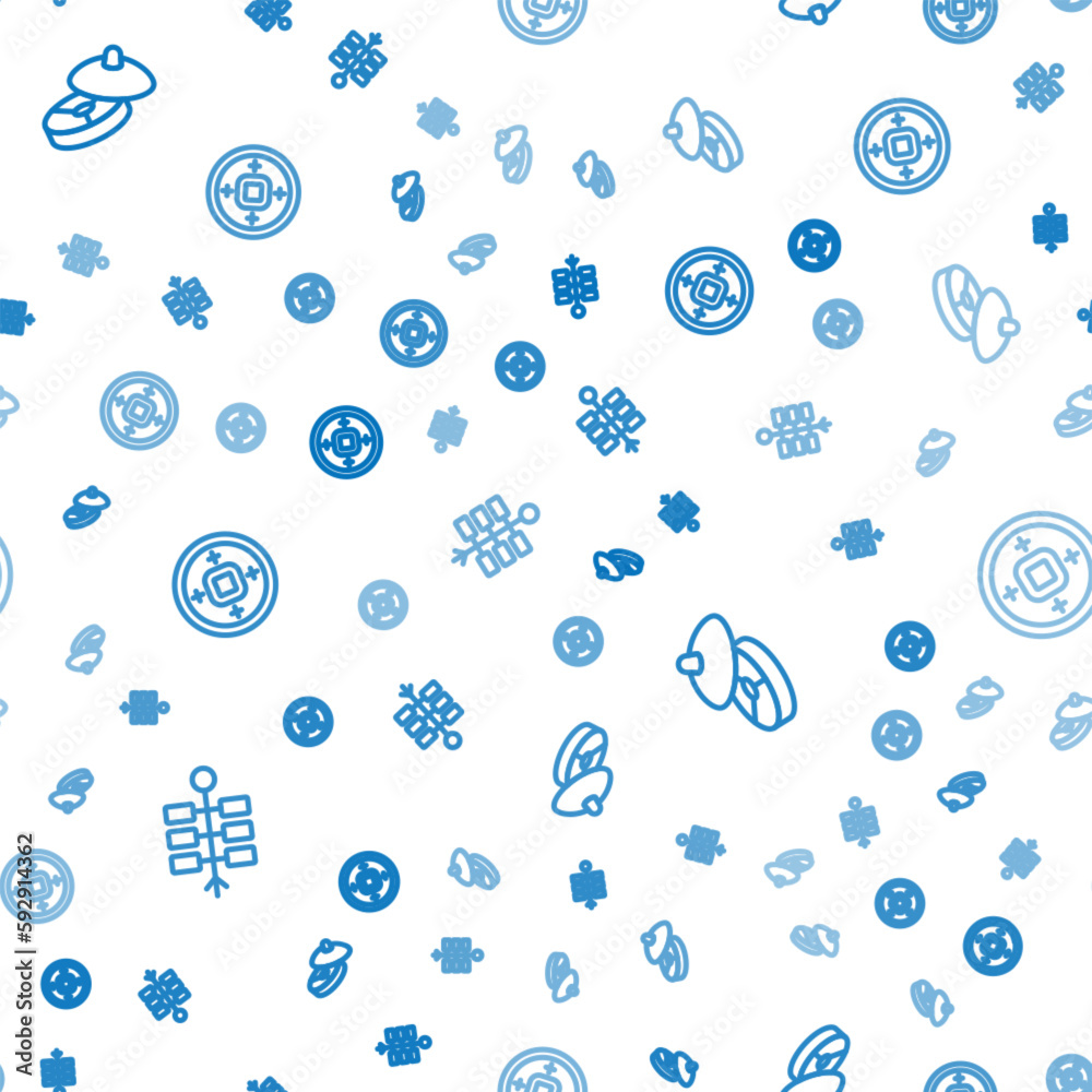 Set line Firework, Chinese tea ceremony and Yuan currency on seamless pattern. Vector Set line Firework, Chinese tea ceremony and Yuan currency on seamless pattern. Vector