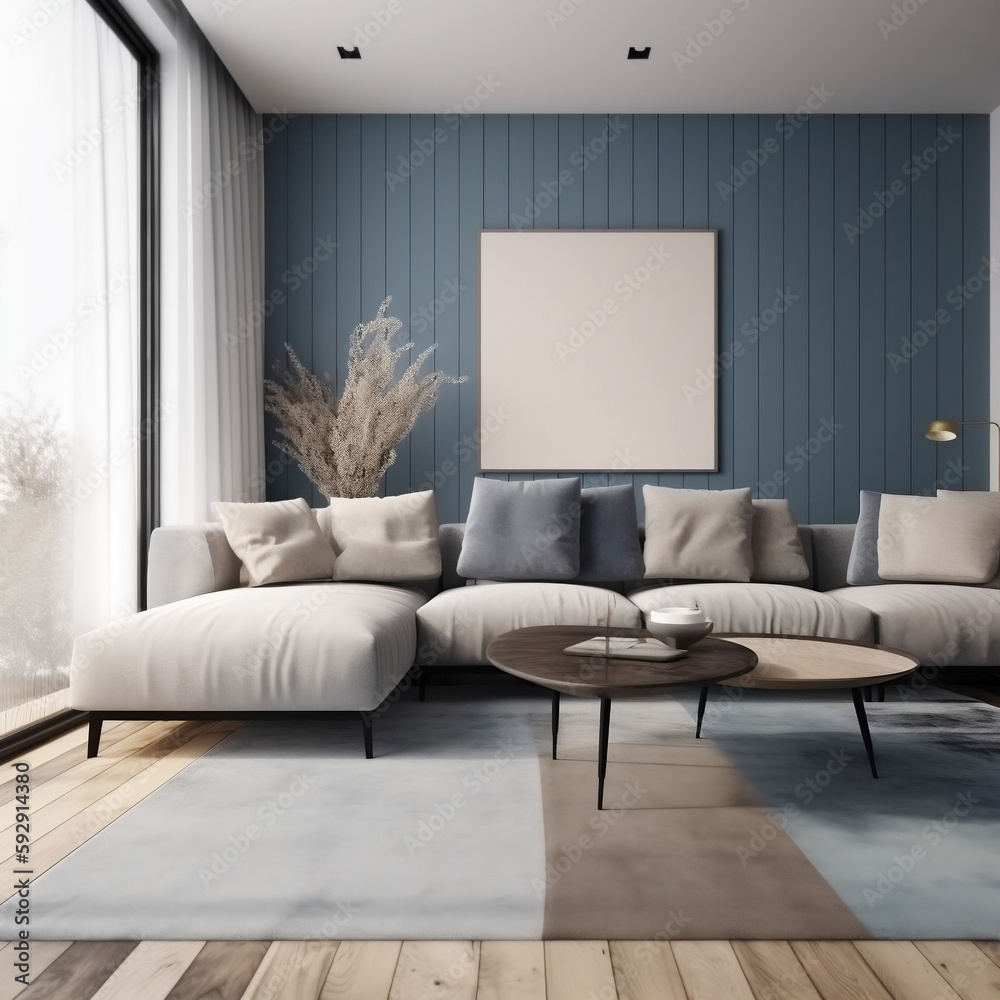 Fototapeta premium Living room mockup realestate aesthetic, Generative AI