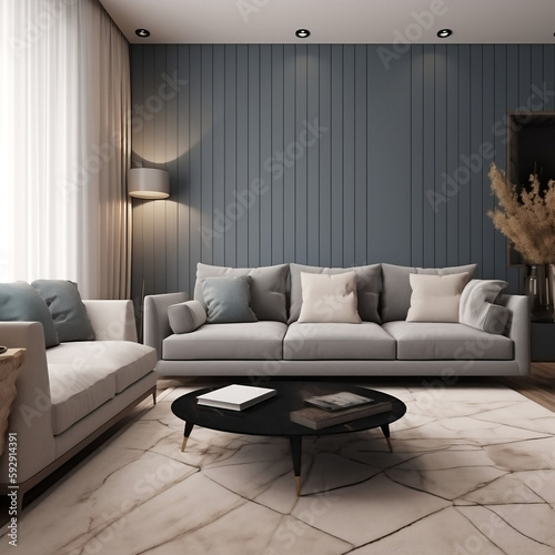 Living room mockup realestate aesthetic, Generative AI © Solstice