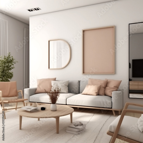 Living room mockup realestate aesthetic, Generative AI