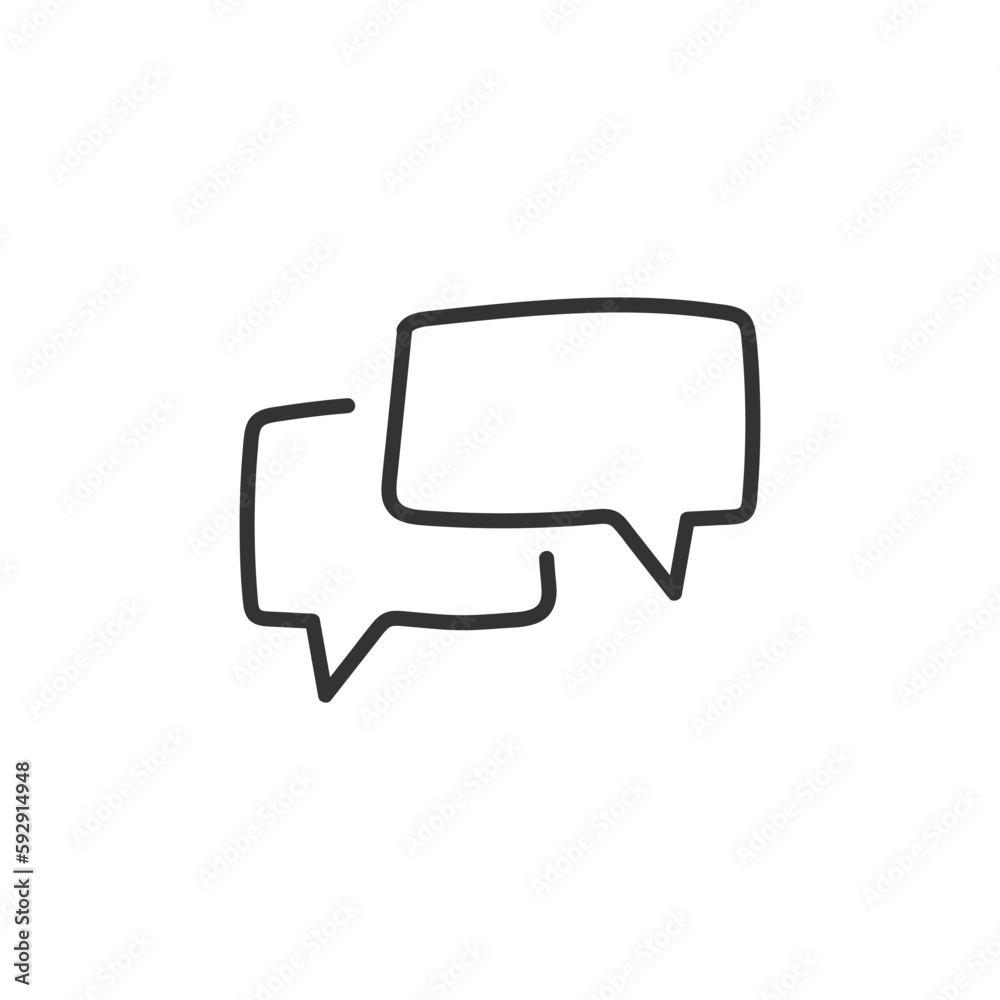 Hand drawn bubble chat vector icon. Chat flat sign design. SMS chat symbol pictogram. Hand drawn chat message icon. UX UI icon. Linear icon Hand drawn bubble chat vector icon. Chat flat sign design. SMS chat symbol pictogram. Hand drawn chat message icon. UX UI icon. Linear icon