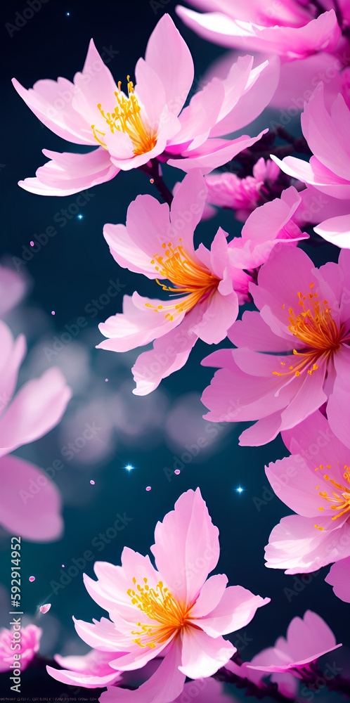 Colorful sakura flowers. AI generated illustration Colorful sakura flowers. AI generated illustration