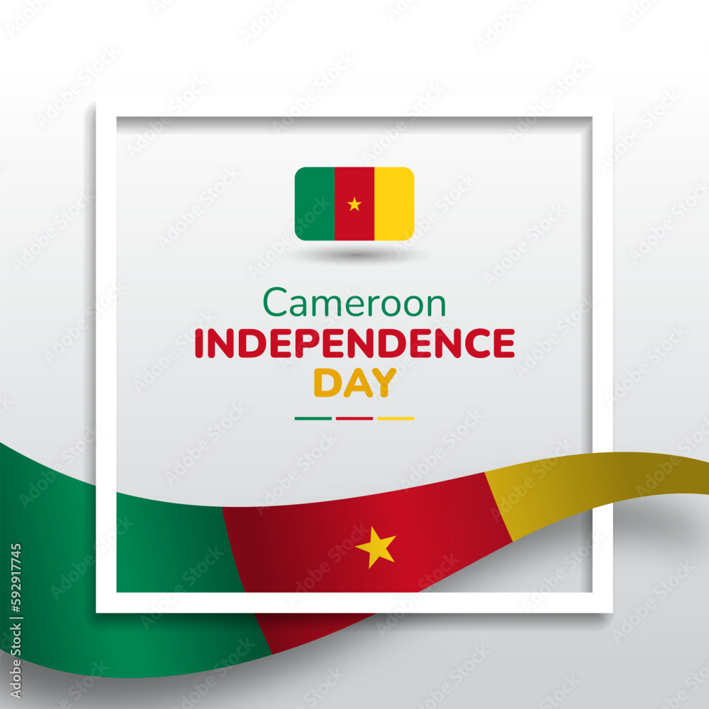 Obraz premium Happy Cameroon National Day 20 May illustration. Cameroon Independence Day Background