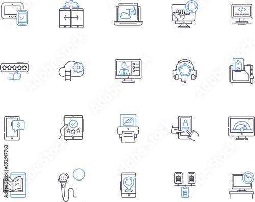 Appliances outline icons collection. Cooling, Heating, Refrigeration, Cooking, Blenders, Ovens, Microwaves vector and illustration concept set. Juicers, Toasters, Vacuum linear signs