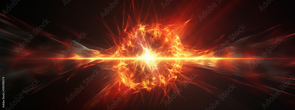 fireball, fire lines, on a black background. Generative AI