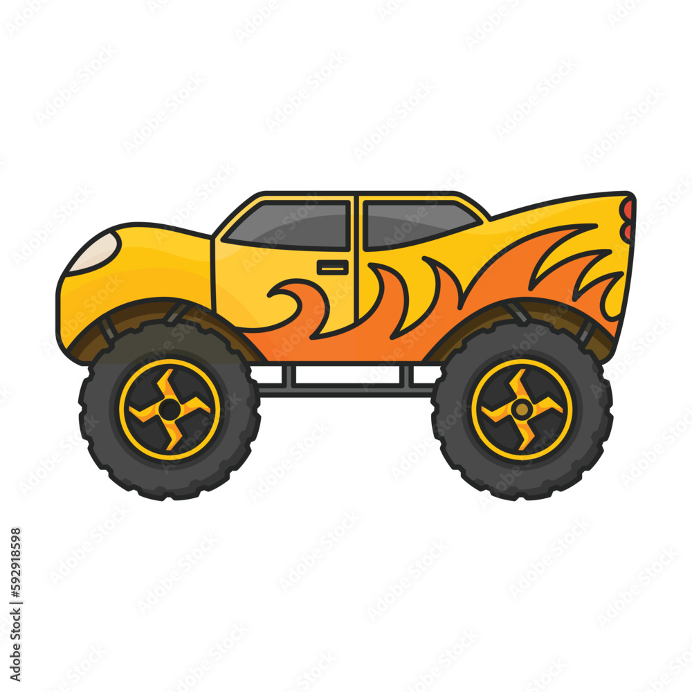 Monster truck vector icon.Color vector icon isolated on white background monster truck.