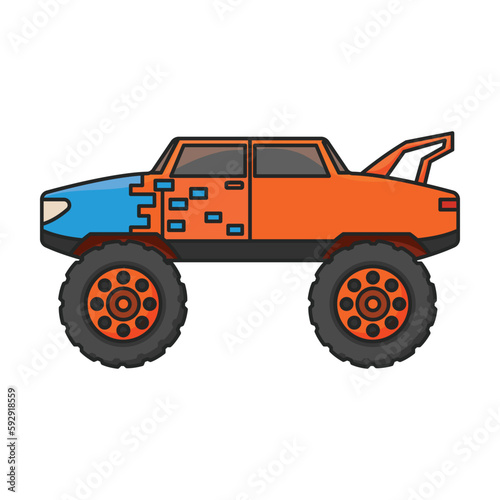 Monster truck vector icon.Color vector icon isolated on white background monster truck.