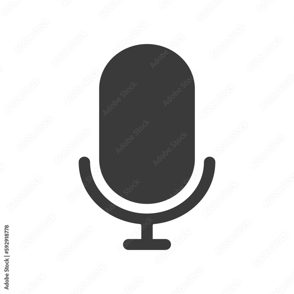 Flat Record Mic Icon Isolated Vector Illustration Flat Record Mic Icon Isolated Vector Illustration