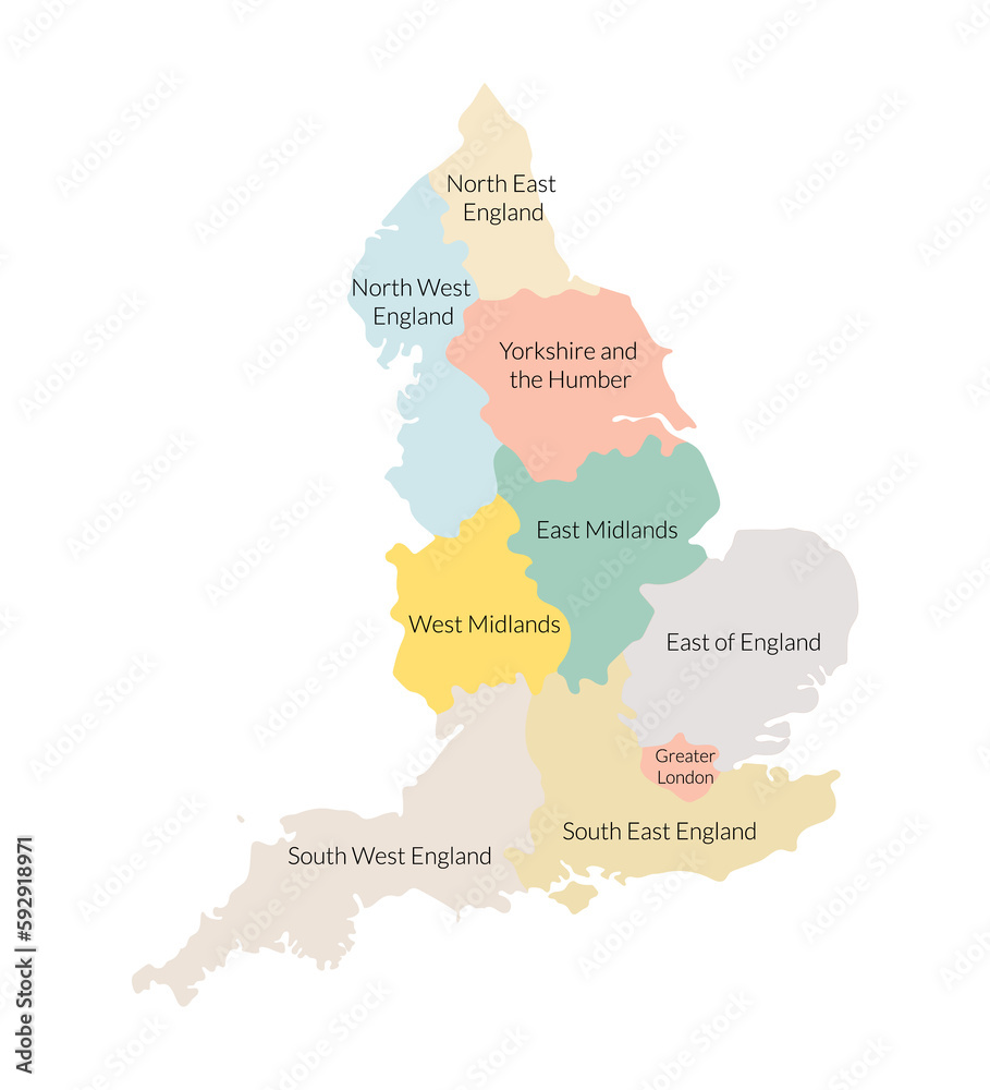 Colorful Map of England's Regions